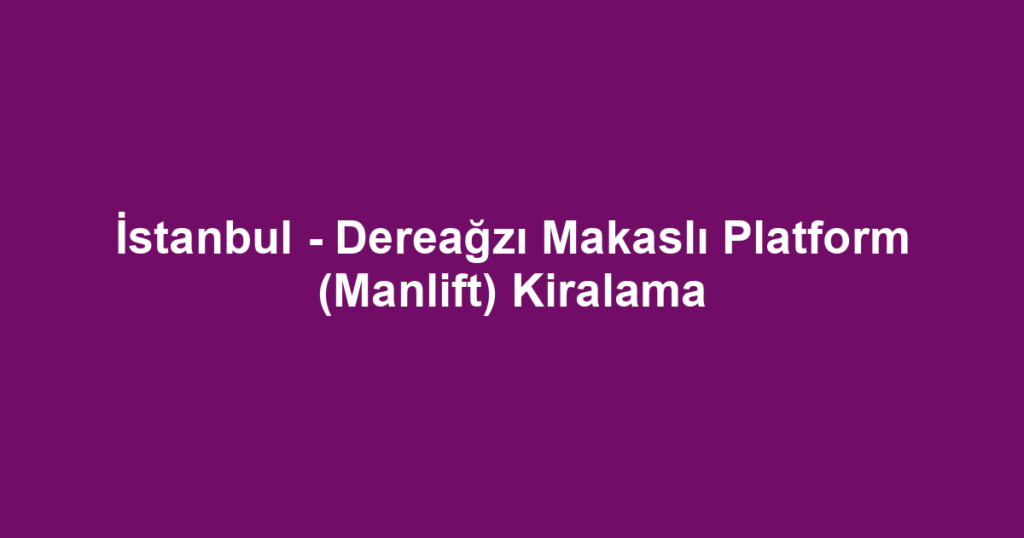 İstanbul - Dereağzı Makaslı Platform (Manlift) Kiralama
