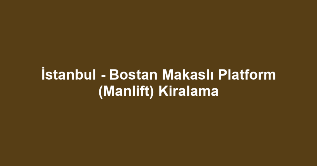 İstanbul - Bostan Makaslı Platform (Manlift) Kiralama