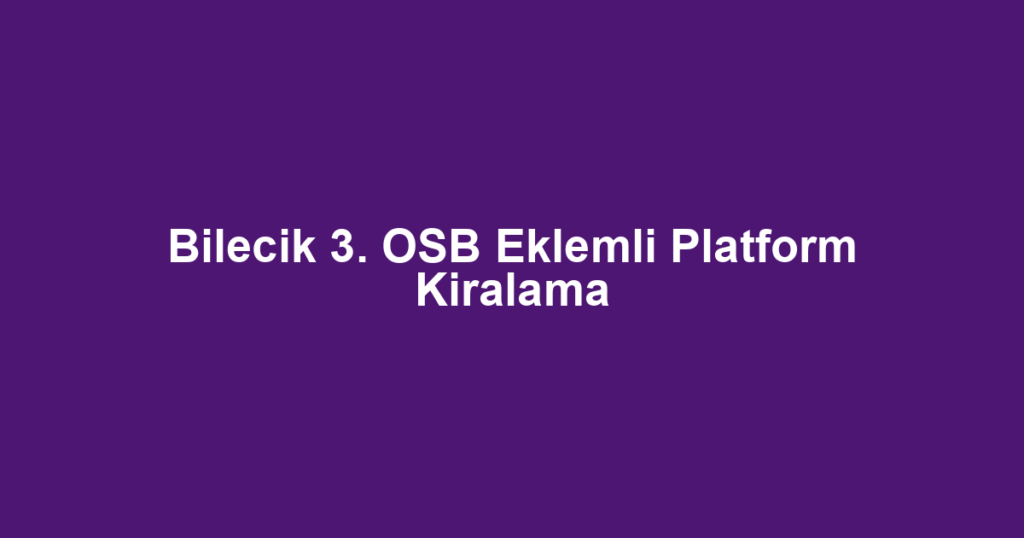 Bilecik 3. OSB Eklemli Platform Kiralama
