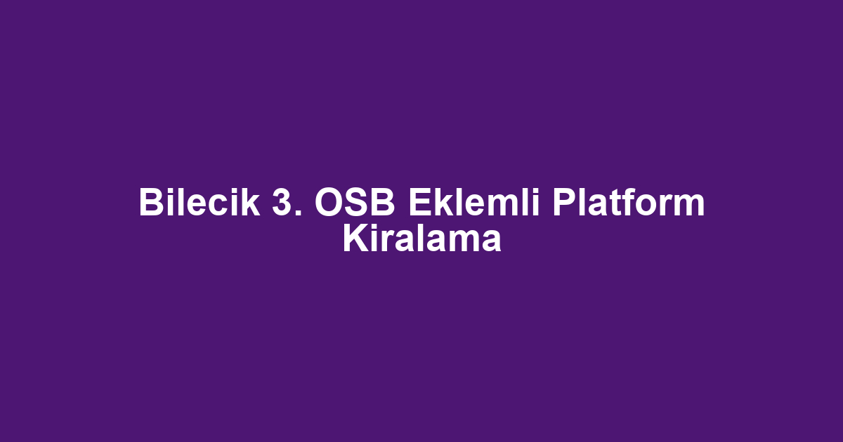 Bilecik 3. OSB Eklemli Platform Kiralama