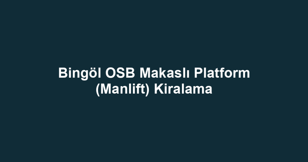 Bingöl OSB Makaslı Platform (Manlift) Kiralama