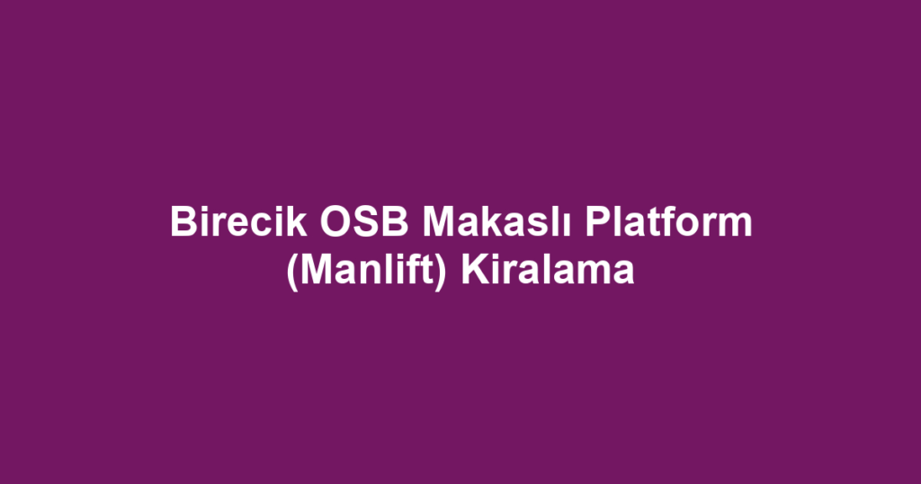 Birecik OSB Makaslı Platform (Manlift) Kiralama