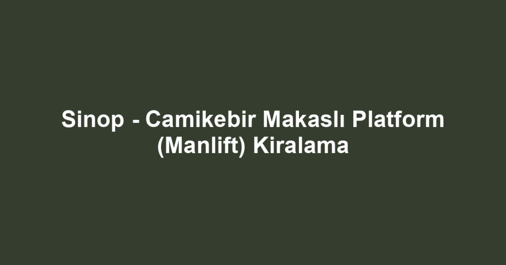 Sinop - Camikebir Makaslı Platform (Manlift) Kiralama