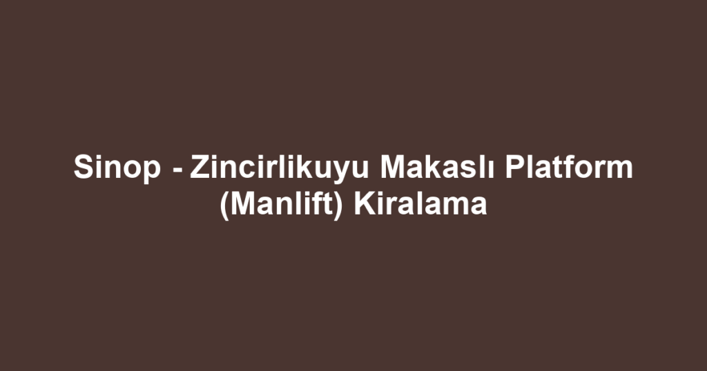 Sinop - Zincirlikuyu Makaslı Platform (Manlift) Kiralama