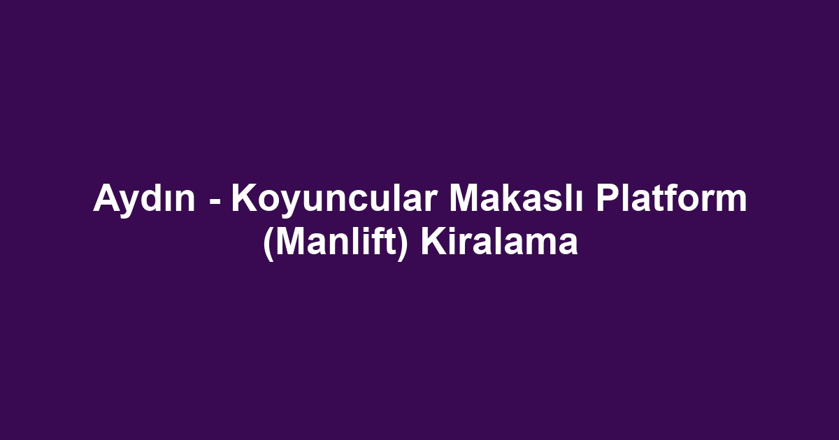 Aydın - Koyuncular Makaslı Platform (Manlift) Kiralama