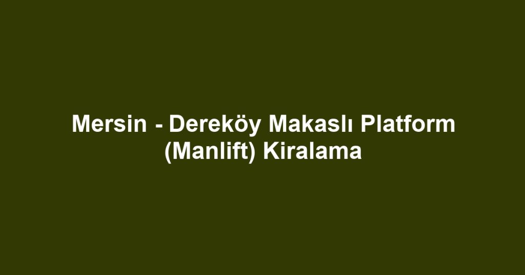 Mersin - Dereköy Makaslı Platform (Manlift) Kiralama