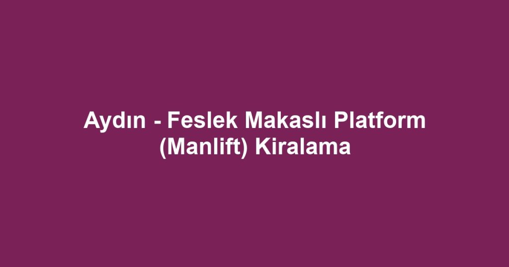 Aydın - Feslek Makaslı Platform (Manlift) Kiralama
