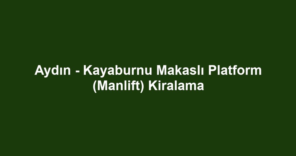 Aydın - Kayaburnu Makaslı Platform (Manlift) Kiralama
