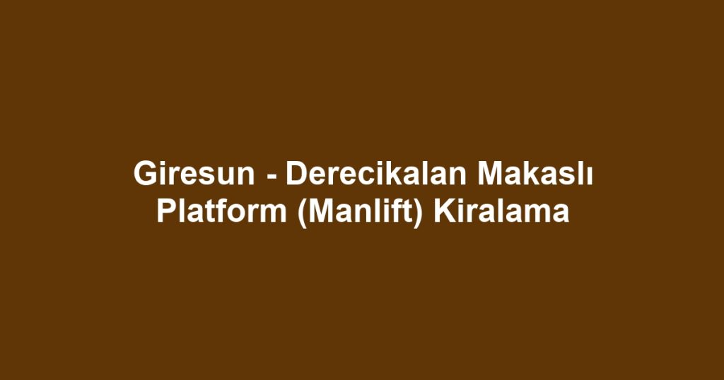 Giresun - Derecikalan Makaslı Platform (Manlift) Kiralama