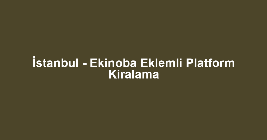 İstanbul - Ekinoba Eklemli Platform Kiralama