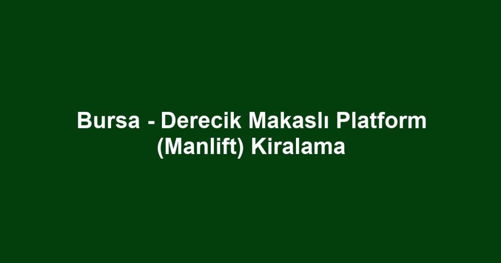 Bursa - Derecik Makaslı Platform (Manlift) Kiralama