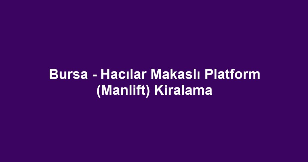 Bursa - Hacılar Makaslı Platform (Manlift) Kiralama