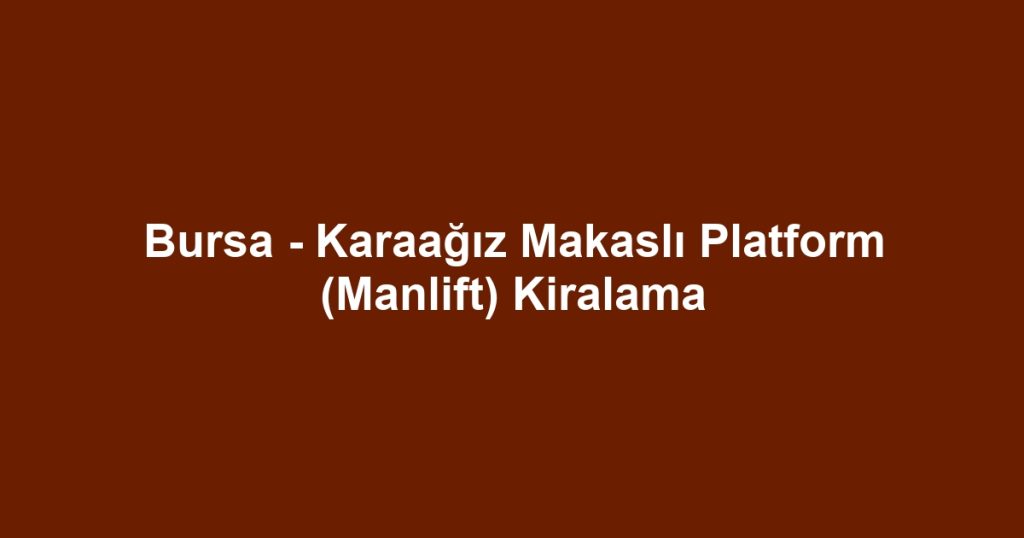 Bursa - Karaağız Makaslı Platform (Manlift) Kiralama