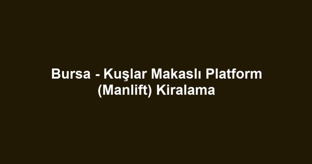 Bursa - Kuşlar Makaslı Platform (Manlift) Kiralama