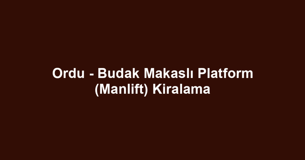 Ordu - Budak Makaslı Platform (Manlift) Kiralama