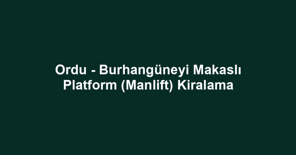 Ordu - Burhangüneyi Makaslı Platform (Manlift) Kiralama