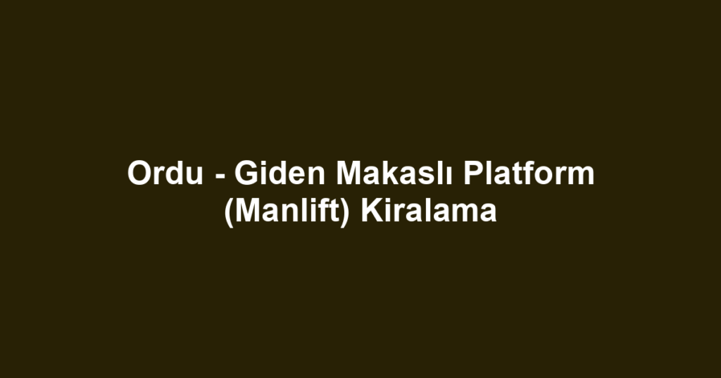 Ordu - Giden Makaslı Platform (Manlift) Kiralama