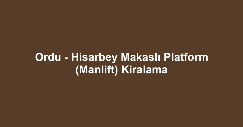 Ordu - Hisarbey Makaslı Platform (Manlift) Kiralama