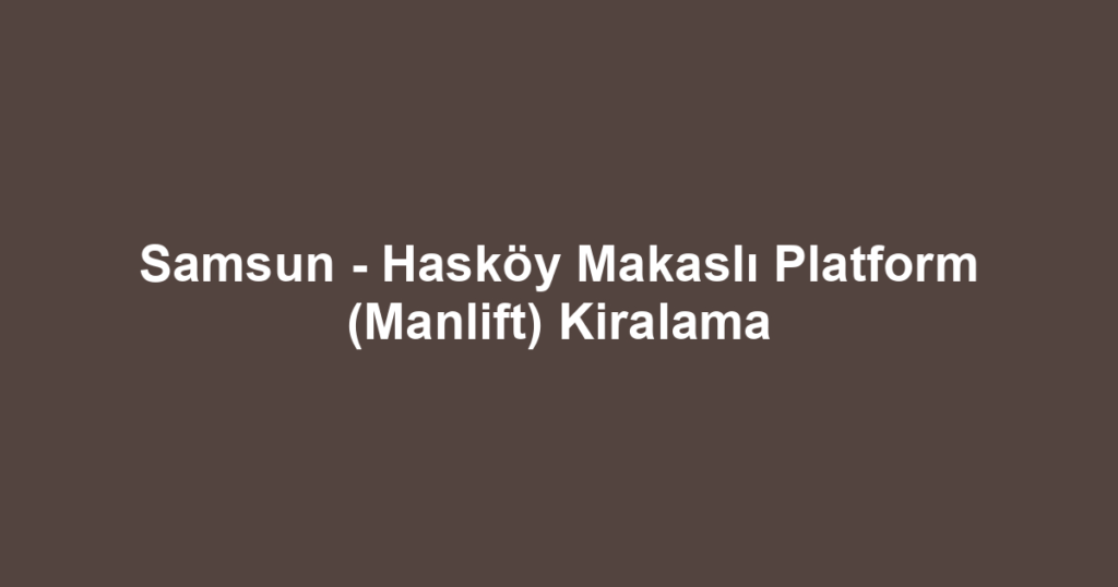 Samsun - Hasköy Makaslı Platform (Manlift) Kiralama