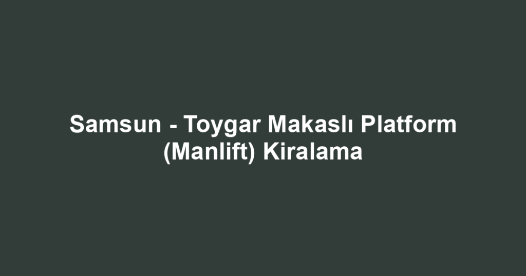 Samsun - Toygar Makaslı Platform (Manlift) Kiralama