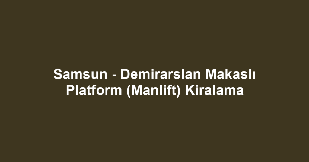 Samsun - Demirarslan Makaslı Platform (Manlift) Kiralama