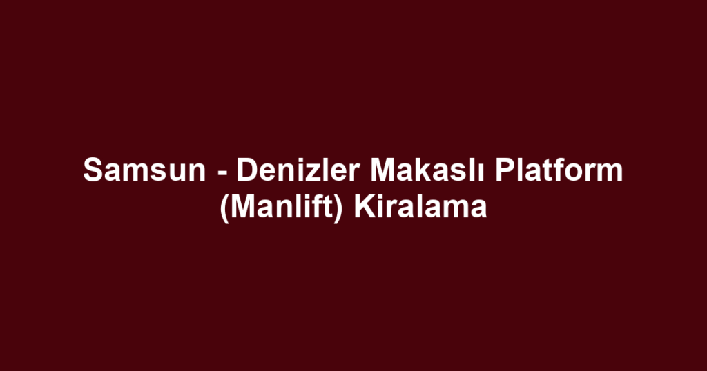 Samsun - Denizler Makaslı Platform (Manlift) Kiralama