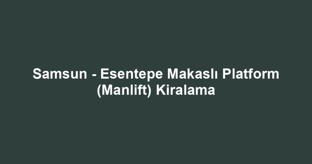 Samsun - Esentepe Makaslı Platform (Manlift) Kiralama