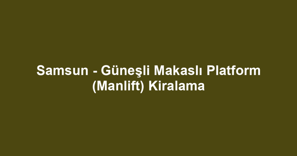 Samsun - Güneşli Makaslı Platform (Manlift) Kiralama