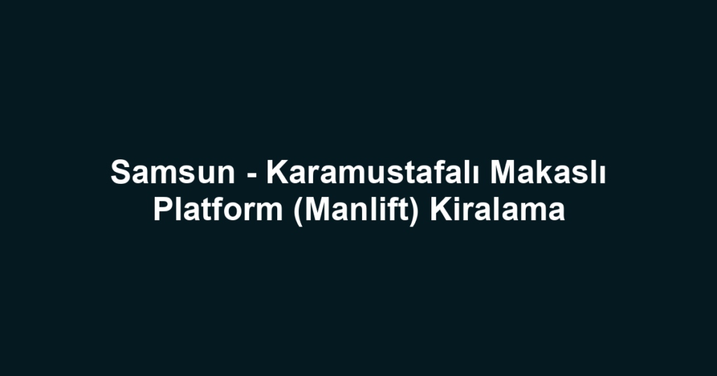 Samsun - Karamustafalı Makaslı Platform (Manlift) Kiralama
