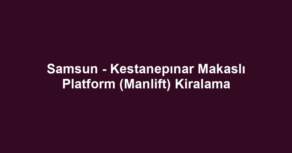 Samsun - Kestanepınar Makaslı Platform (Manlift) Kiralama