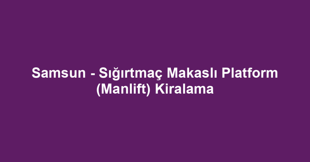 Samsun - Sığırtmaç Makaslı Platform (Manlift) Kiralama