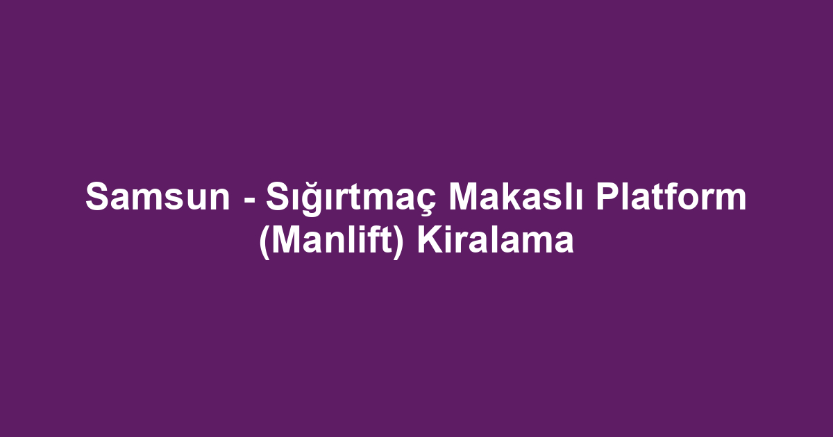 Samsun - Sığırtmaç Makaslı Platform (Manlift) Kiralama