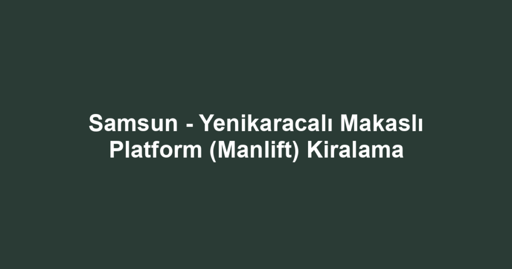 Samsun - Yenikaracalı Makaslı Platform (Manlift) Kiralama