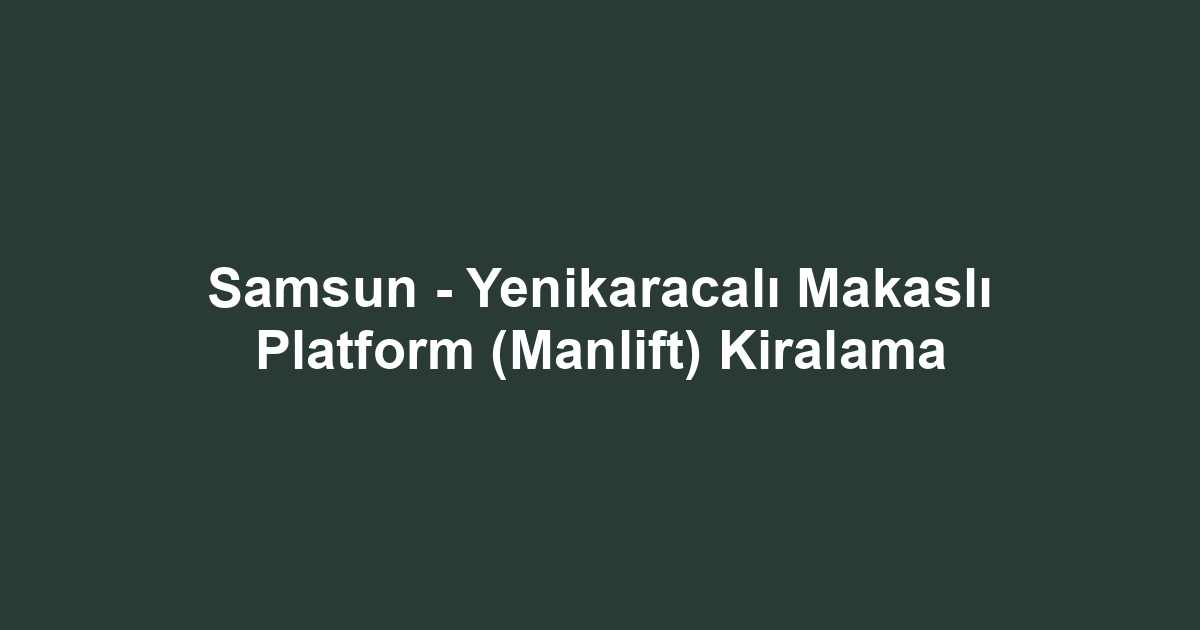 Samsun - Yenikaracalı Makaslı Platform (Manlift) Kiralama