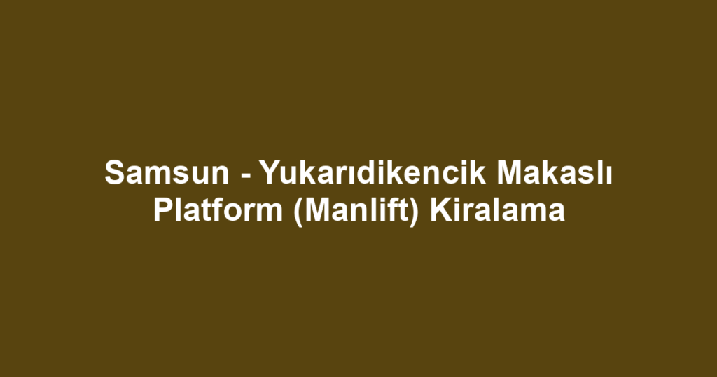 Samsun - Yukarıdikencik Makaslı Platform (Manlift) Kiralama