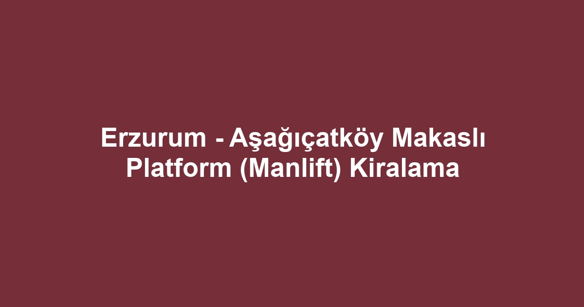 Erzurum - Aşağıçatköy Makaslı Platform (Manlift) Kiralama