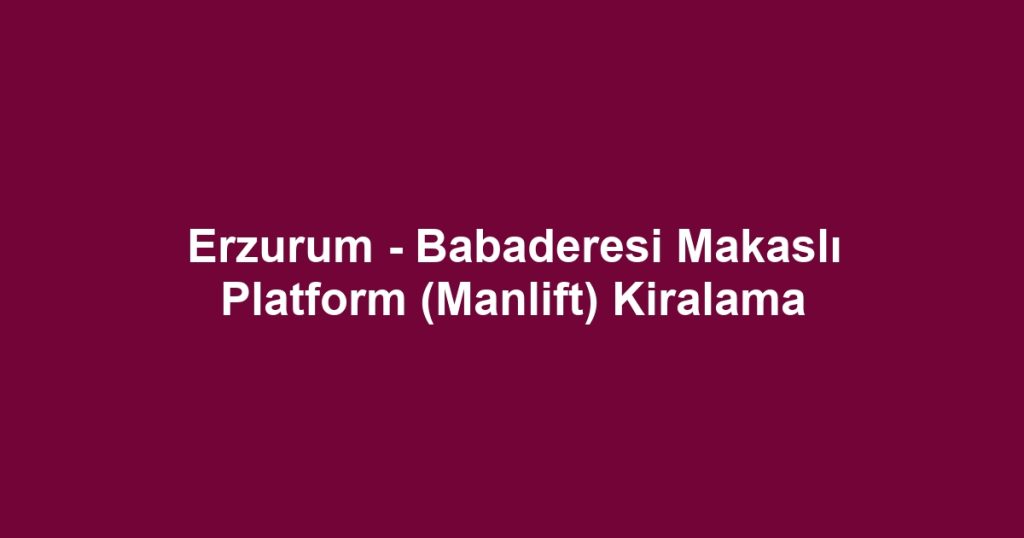 Erzurum - Babaderesi Makaslı Platform (Manlift) Kiralama
