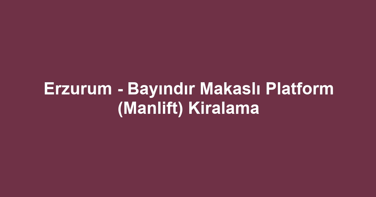 Erzurum - Bayındır Makaslı Platform (Manlift) Kiralama