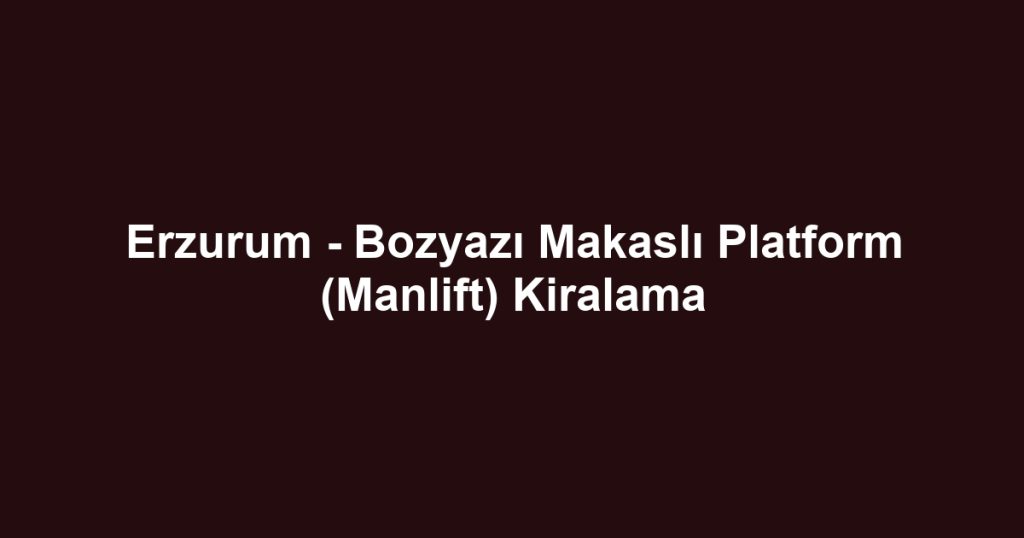 Erzurum - Bozyazı Makaslı Platform (Manlift) Kiralama