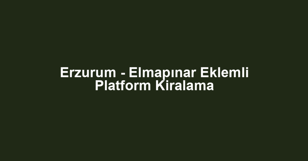 Erzurum - Elmapınar Eklemli Platform Kiralama