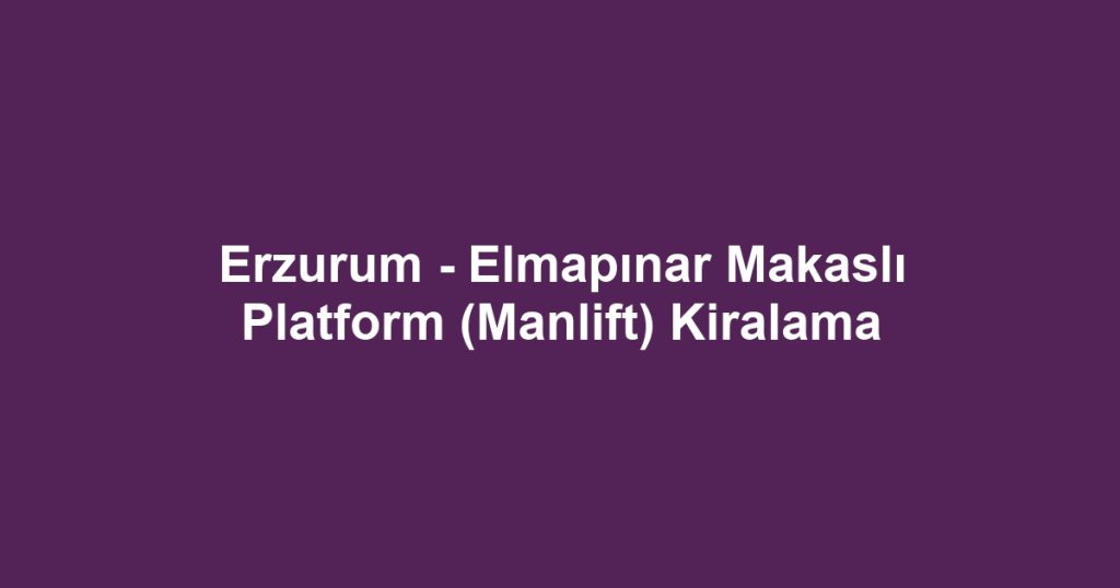 Erzurum - Elmapınar Makaslı Platform (Manlift) Kiralama