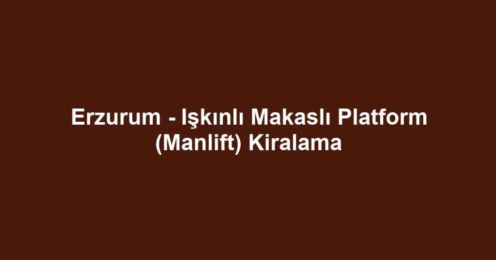 Erzurum - Işkınlı Makaslı Platform (Manlift) Kiralama