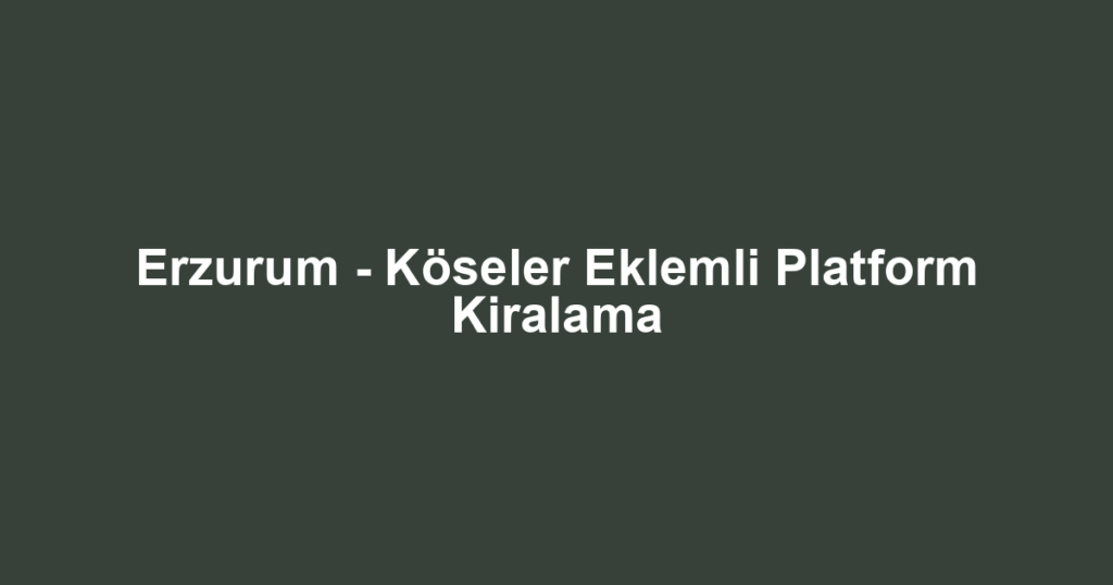 Erzurum - Köseler Eklemli Platform Kiralama