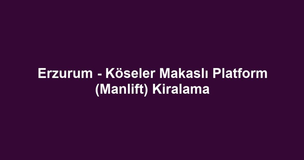 Erzurum - Köseler Makaslı Platform (Manlift) Kiralama