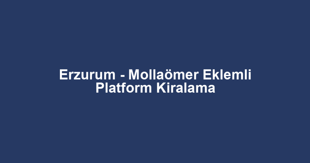 Erzurum - Mollaömer Eklemli Platform Kiralama