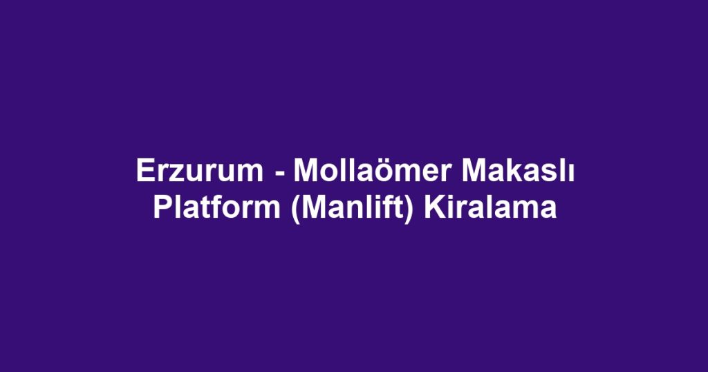 Erzurum - Mollaömer Makaslı Platform (Manlift) Kiralama