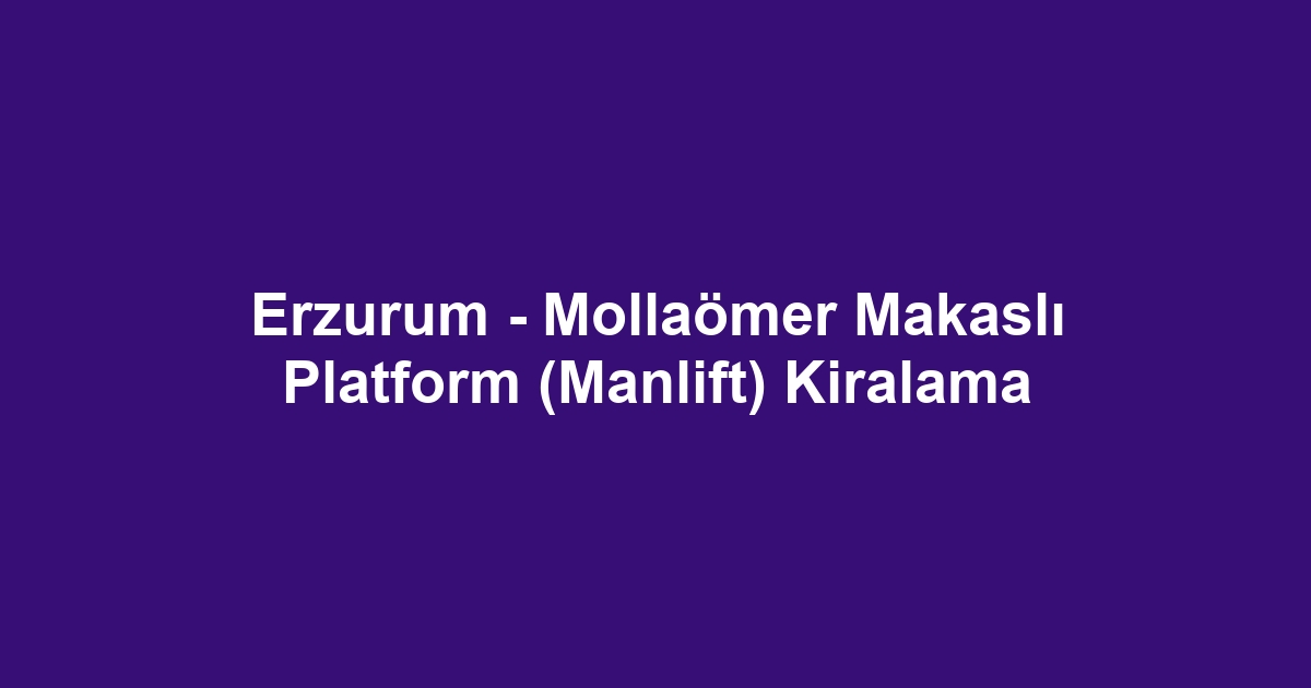 Erzurum - Mollaömer Makaslı Platform (Manlift) Kiralama