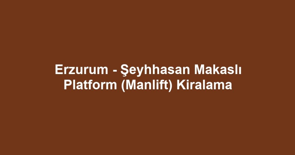 Erzurum - Şeyhhasan Makaslı Platform (Manlift) Kiralama