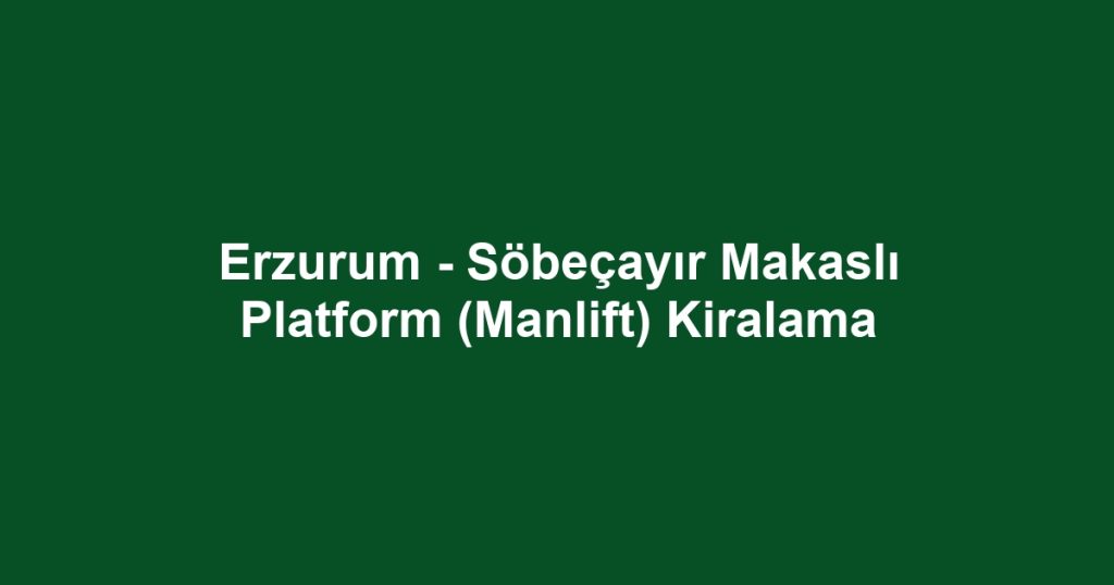 Erzurum - Söbeçayır Makaslı Platform (Manlift) Kiralama