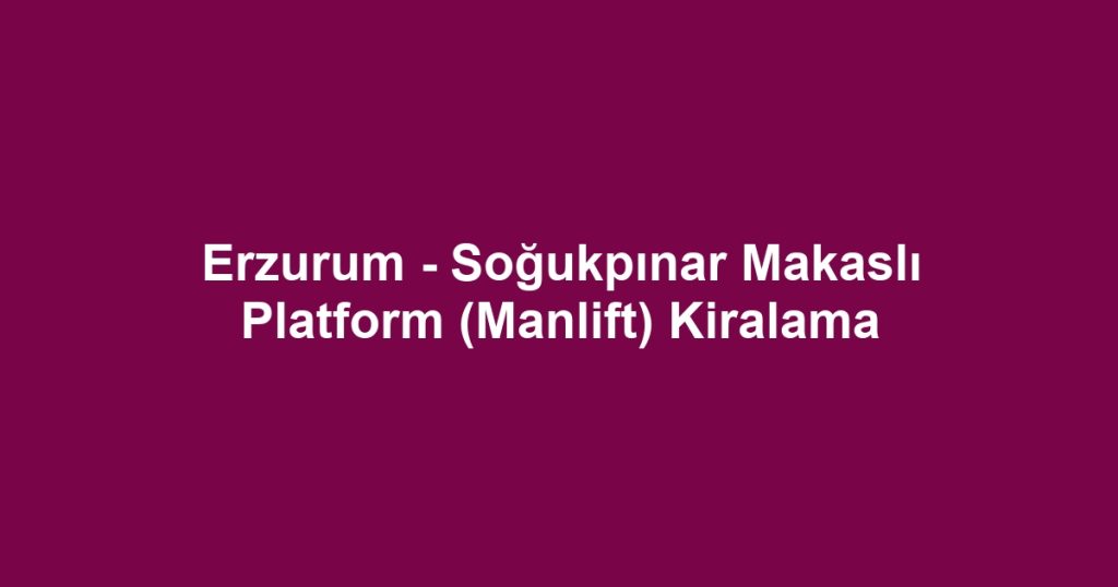 Erzurum - Soğukpınar Makaslı Platform (Manlift) Kiralama